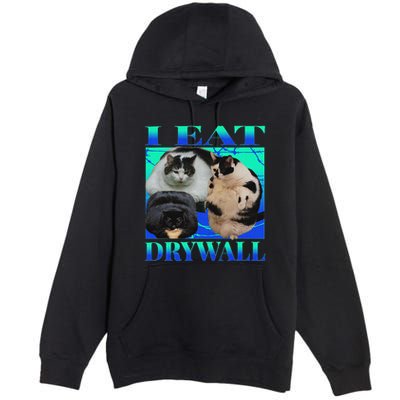 I Eat Drywall Funny Fat Cats Funny Hard Cat Silly Meme Premium Pullover Hoodie