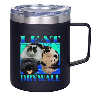 I Eat Drywall Funny Fat Cats Funny Hard Cat Silly Meme 12oz Stainless Steel Coffee Mug