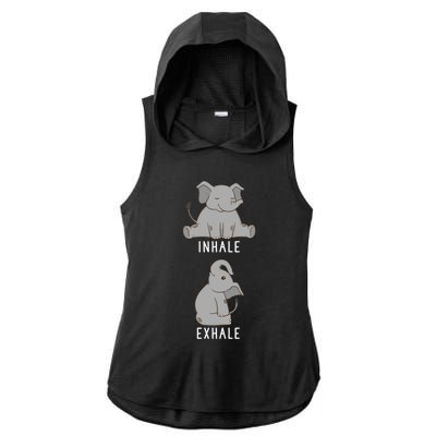 Inhale Exhale Elephant Funny Safari Animal Yoga Cute Gift Ladies PosiCharge Tri-Blend Wicking Draft Hoodie Tank