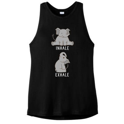 Inhale Exhale Elephant Funny Safari Animal Yoga Cute Gift Ladies PosiCharge Tri-Blend Wicking Tank