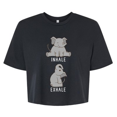 Inhale Exhale Elephant Funny Safari Animal Yoga Cute Gift Bella+Canvas Jersey Crop Tee