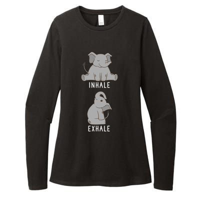 Inhale Exhale Elephant Funny Safari Animal Yoga Cute Gift Womens CVC Long Sleeve Shirt