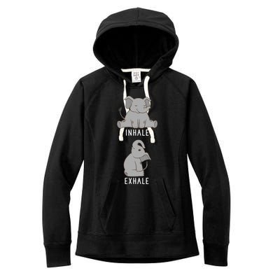 Inhale Exhale Elephant Funny Safari Animal Yoga Cute Gift Women's Fleece Hoodie