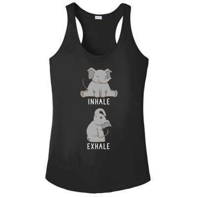 Inhale Exhale Elephant Funny Safari Animal Yoga Cute Gift Ladies PosiCharge Competitor Racerback Tank