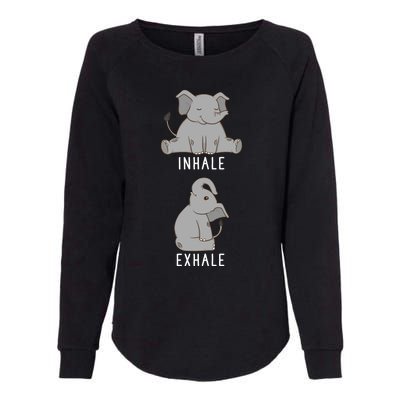 Inhale Exhale Elephant Funny Safari Animal Yoga Cute Gift Womens California Wash Sweatshirt