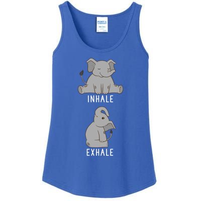 Inhale Exhale Elephant Funny Safari Animal Yoga Cute Gift Ladies Essential Tank