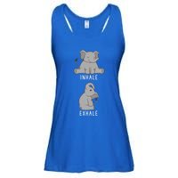 Inhale Exhale Elephant Funny Safari Animal Yoga Cute Gift Ladies Essential Flowy Tank