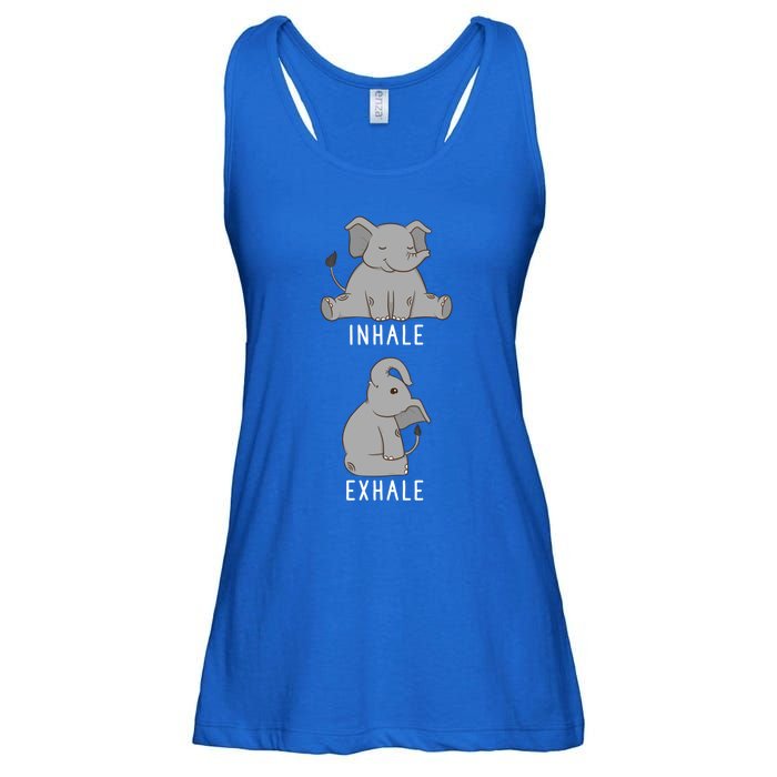 Inhale Exhale Elephant Funny Safari Animal Yoga Cute Gift Ladies Essential Flowy Tank