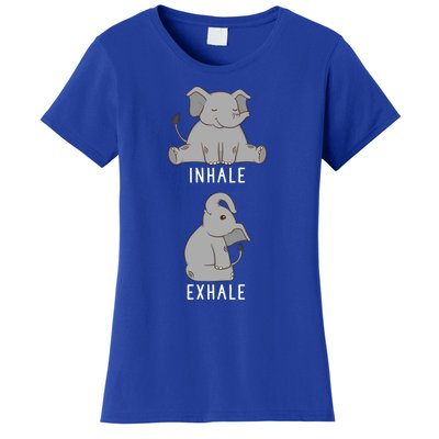 Inhale Exhale Elephant Funny Safari Animal Yoga Cute Gift Women's T-Shirt