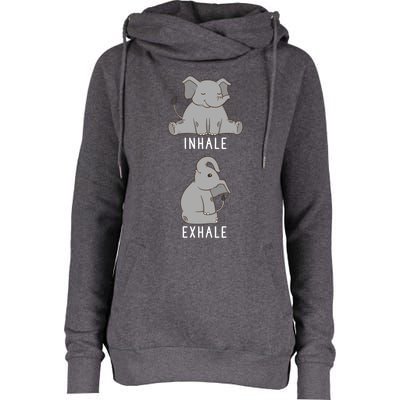 Inhale Exhale Elephant Funny Safari Animal Yoga Cute Gift Womens Funnel Neck Pullover Hood