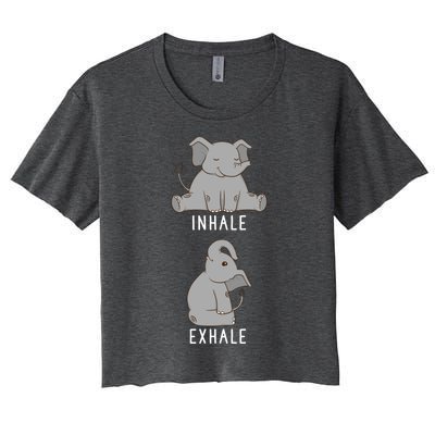 Inhale Exhale Elephant Funny Safari Animal Yoga Cute Gift Women's Crop Top Tee