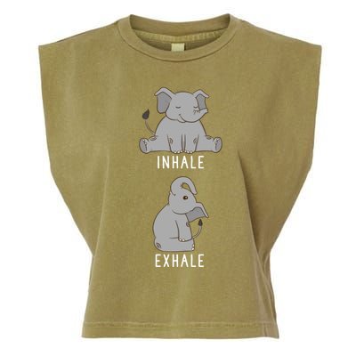 Inhale Exhale Elephant Funny Safari Animal Yoga Cute Gift Garment-Dyed Women's Muscle Tee