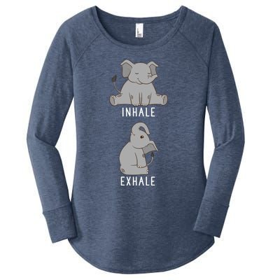 Inhale Exhale Elephant Funny Safari Animal Yoga Cute Gift Women's Perfect Tri Tunic Long Sleeve Shirt