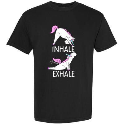 Inhale Exhale Funny Farting Unicorn Yoga Meme Gift Garment-Dyed Heavyweight T-Shirt