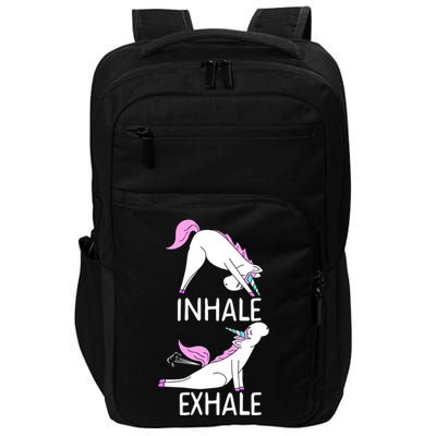Inhale Exhale Funny Farting Unicorn Yoga Meme Gift Impact Tech Backpack