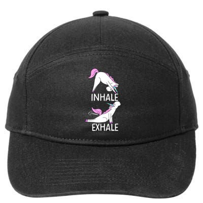 Inhale Exhale Funny Farting Unicorn Yoga Meme Gift 7-Panel Snapback Hat