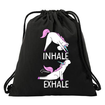 Inhale Exhale Funny Farting Unicorn Yoga Meme Gift Drawstring Bag