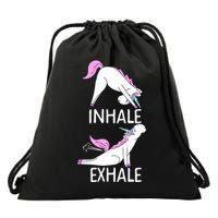 Inhale Exhale Funny Farting Unicorn Yoga Meme Gift Drawstring Bag