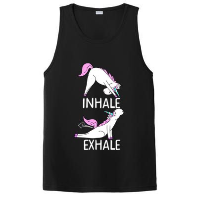Inhale Exhale Funny Farting Unicorn Yoga Meme Gift PosiCharge Competitor Tank