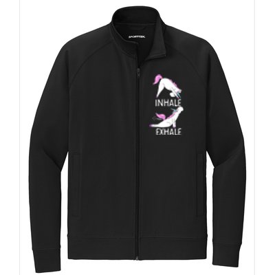 Inhale Exhale Funny Farting Unicorn Yoga Meme Gift Stretch Full-Zip Cadet Jacket