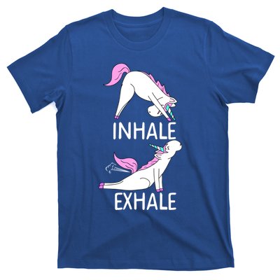 Inhale Exhale Funny Farting Unicorn Yoga Meme Gift T-Shirt