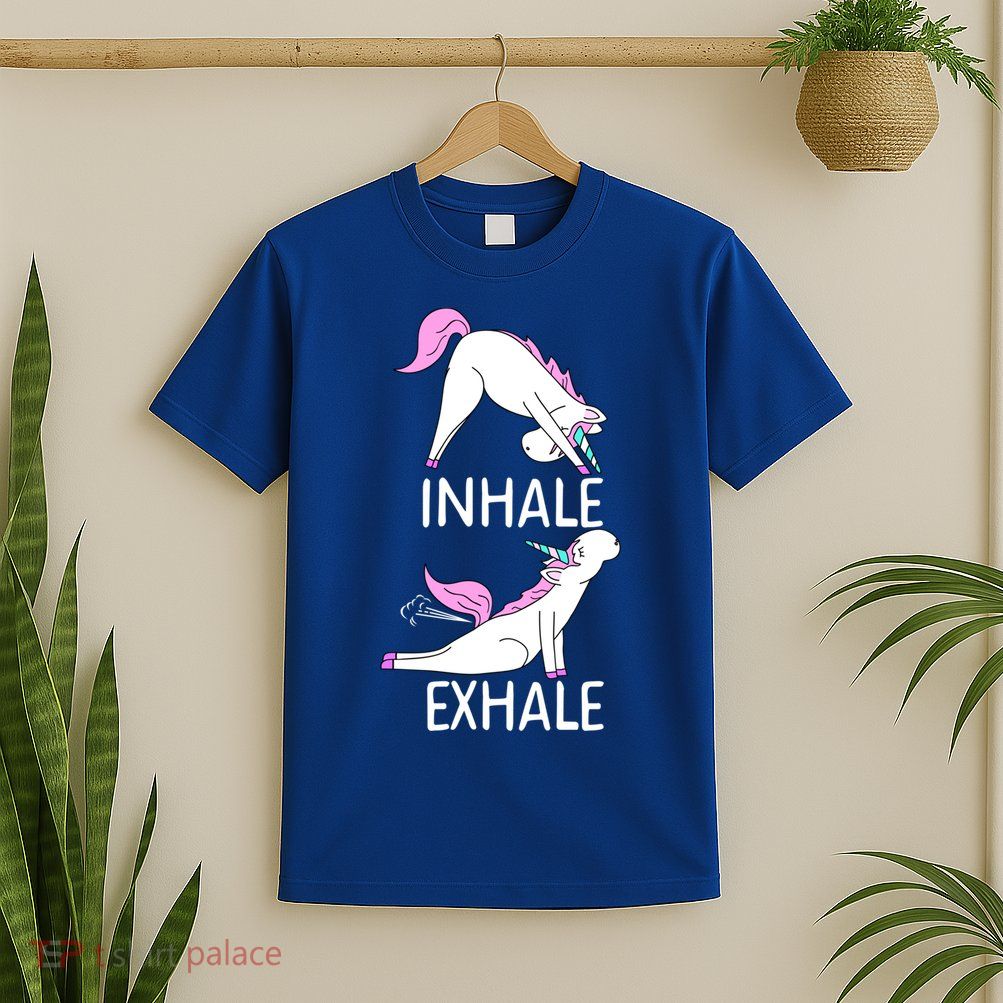 Inhale Exhale Funny Farting Unicorn Yoga Meme Gift T-Shirt