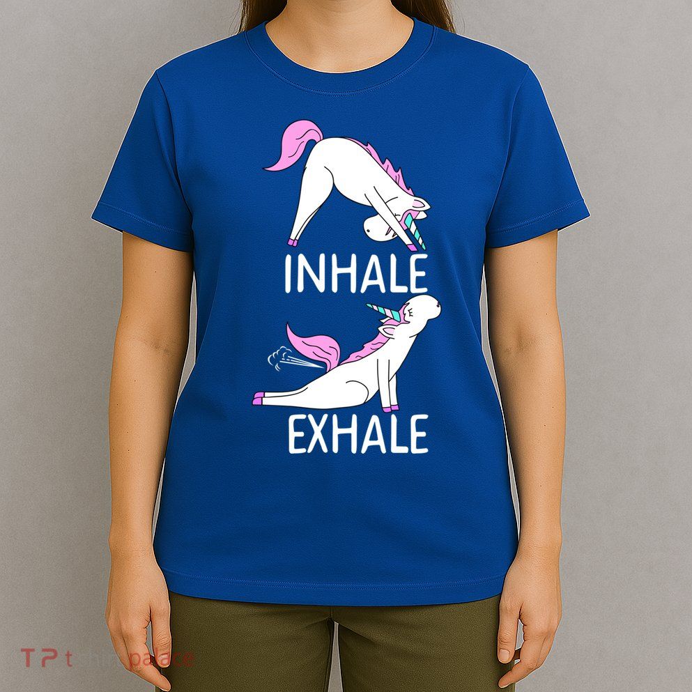 Inhale Exhale Funny Farting Unicorn Yoga Meme Gift T-Shirt
