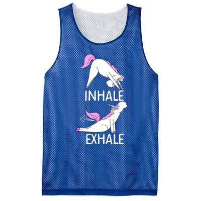 Inhale Exhale Funny Farting Unicorn Yoga Meme Gift Mesh Reversible Basketball Jersey Tank