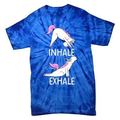 Inhale Exhale Funny Farting Unicorn Yoga Meme Gift Tie-Dye T-Shirt