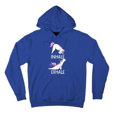 Inhale Exhale Funny Farting Unicorn Yoga Meme Gift Tall Hoodie