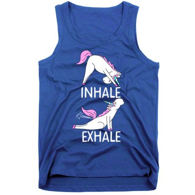 Inhale Exhale Funny Farting Unicorn Yoga Meme Gift Tank Top