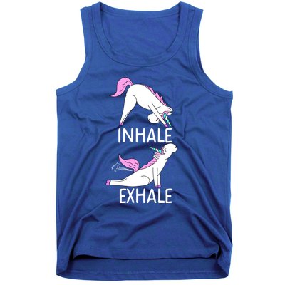 Inhale Exhale Funny Farting Unicorn Yoga Meme Gift Tank Top