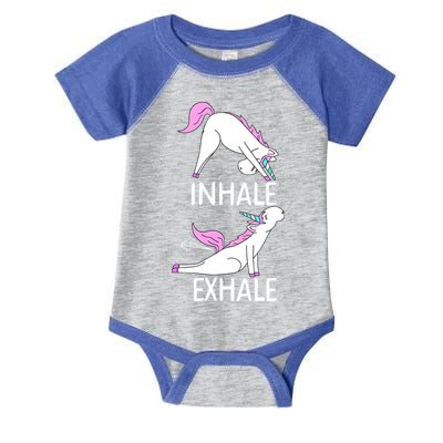 Inhale Exhale Funny Farting Unicorn Yoga Meme Gift Infant Baby Jersey Bodysuit