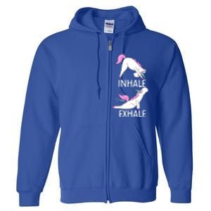 Inhale Exhale Funny Farting Unicorn Yoga Meme Gift Full Zip Hoodie