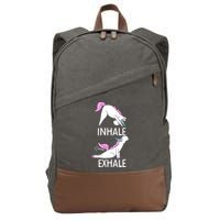 Inhale Exhale Funny Farting Unicorn Yoga Meme Gift Cotton Canvas Backpack