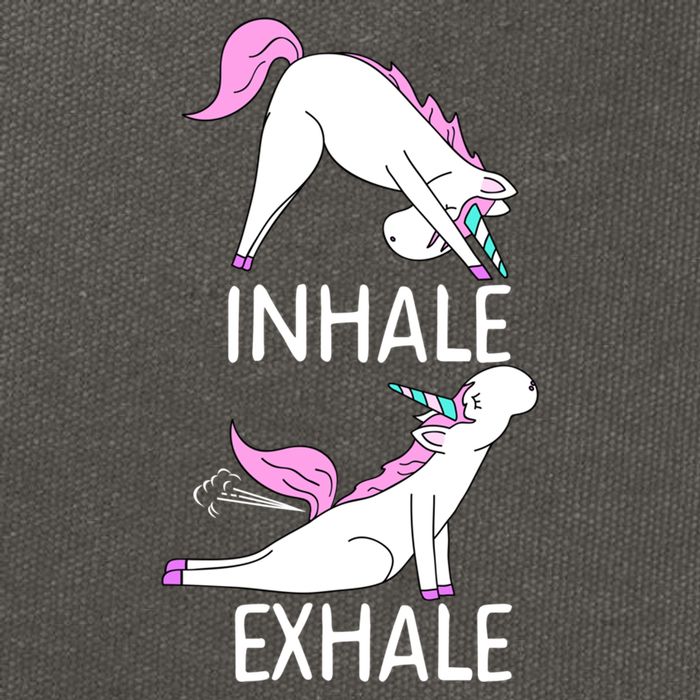 Inhale Exhale Funny Farting Unicorn Yoga Meme Gift Cotton Canvas Backpack