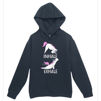 Inhale Exhale Funny Farting Unicorn Yoga Meme Gift Urban Pullover Hoodie