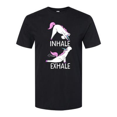 Inhale Exhale Funny Farting Unicorn Yoga Meme Gift Softstyle CVC T-Shirt