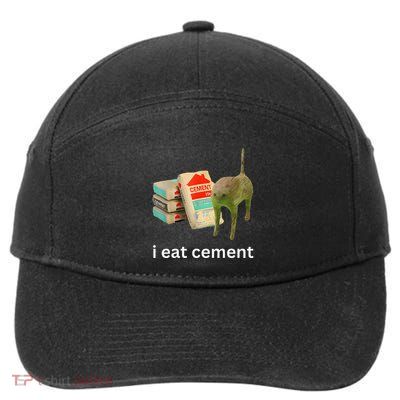 I Eat Funny Cement Cat Cursed Meme 7-Panel Snapback Hat