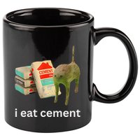 I Eat Funny Cement Cat Cursed Meme 11oz C Handle Ceramic Mug
