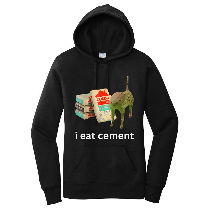 I Eat Funny Cement Cat Cursed Meme Women's Pullover Hoodie