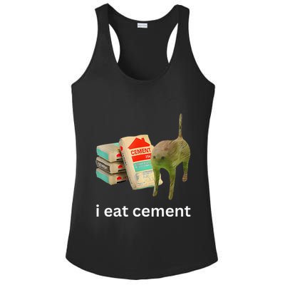 I Eat Funny Cement Cat Cursed Meme Ladies PosiCharge Competitor Racerback Tank