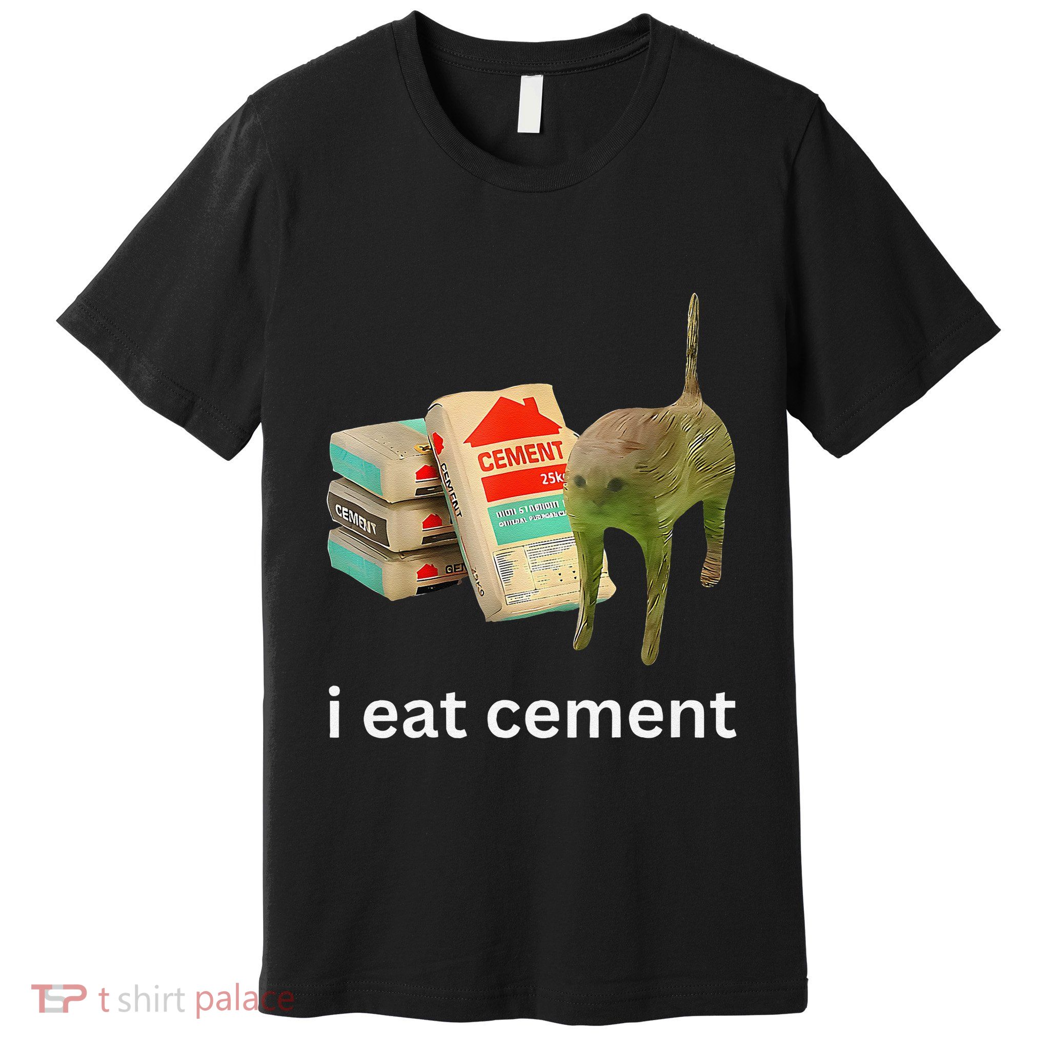 I Eat Funny Cement Cat Cursed Meme Premium T-Shirt