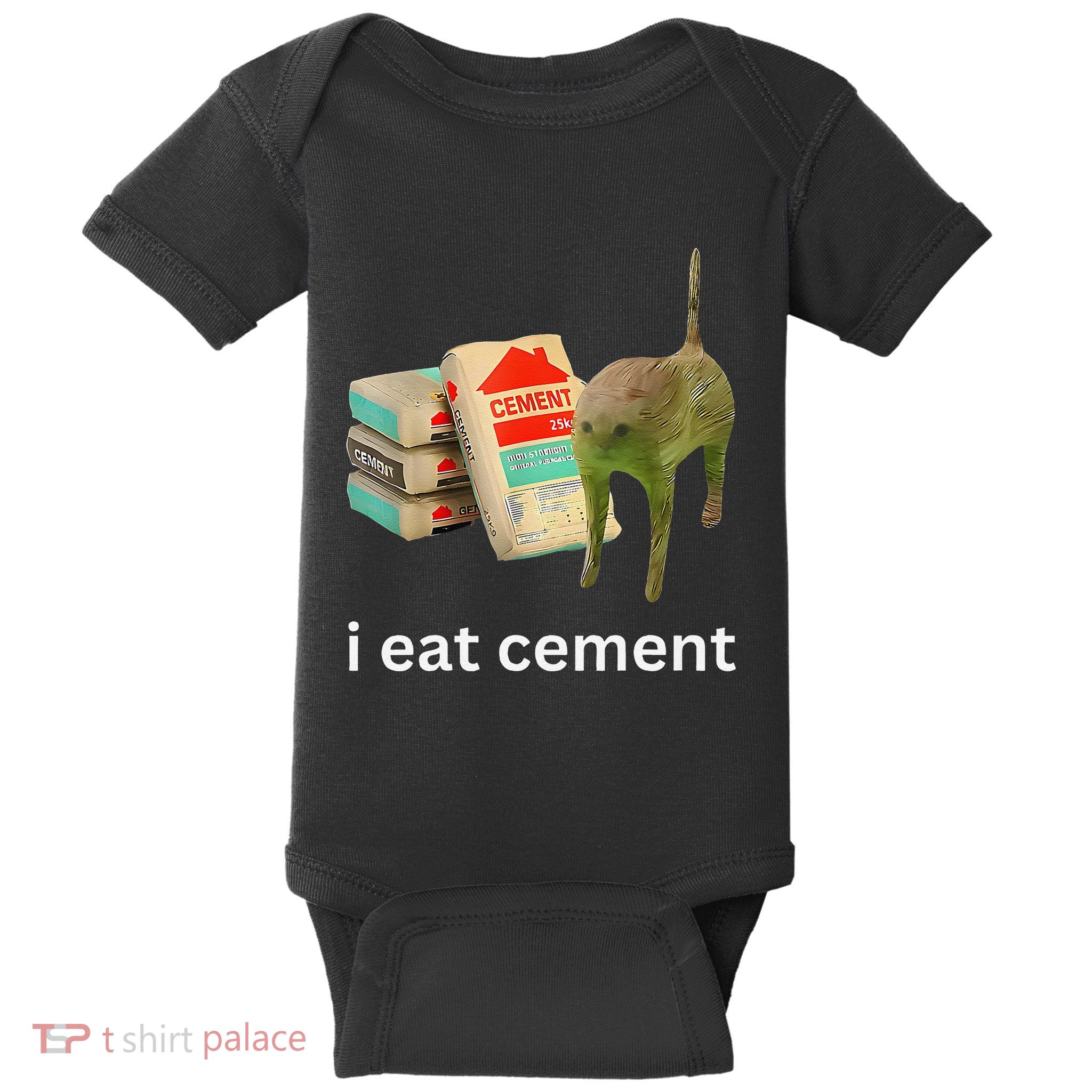 I Eat Funny Cement Cat Cursed Meme Baby Bodysuit