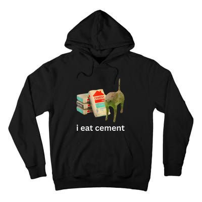 I Eat Funny Cement Cat Cursed Meme Tall Hoodie