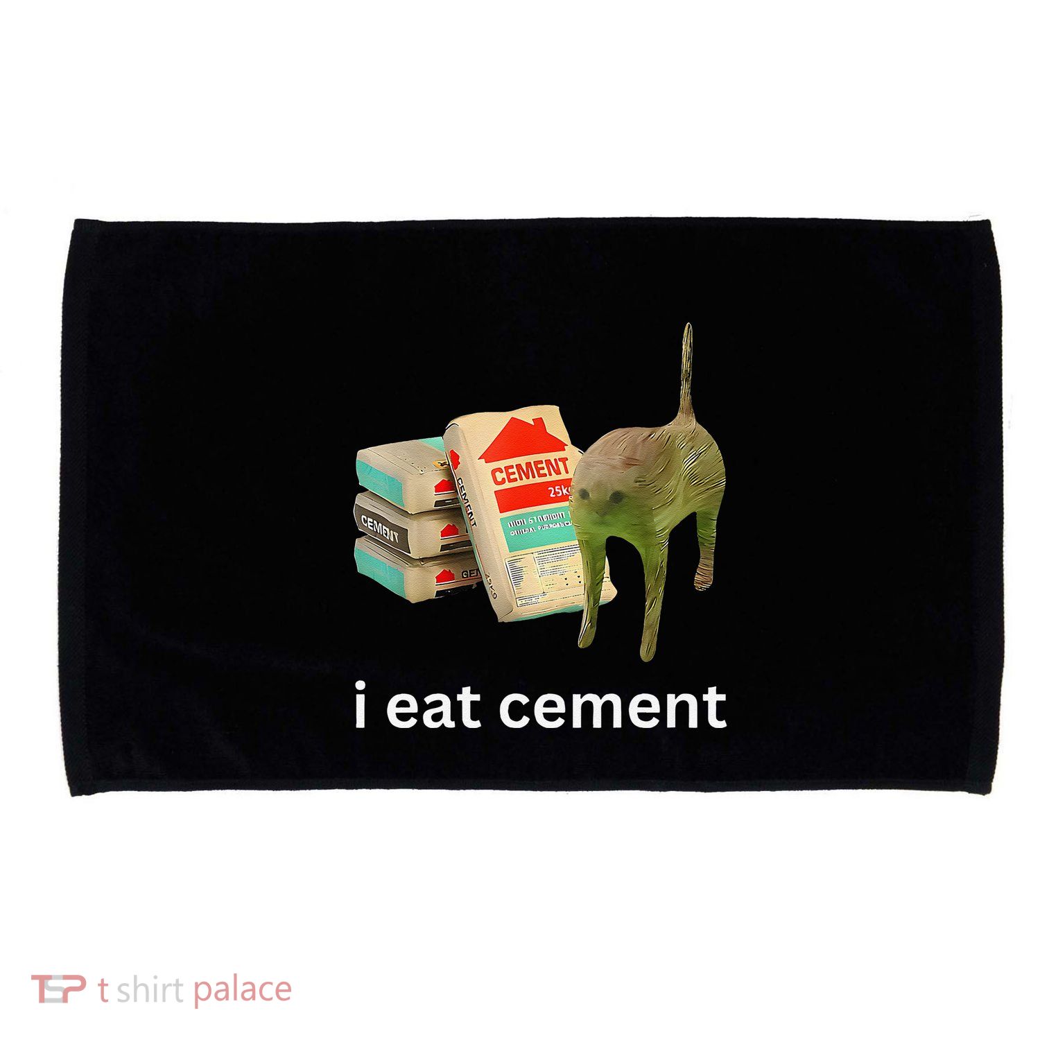 I Eat Funny Cement Cat Cursed Meme Microfiber Hand Towel