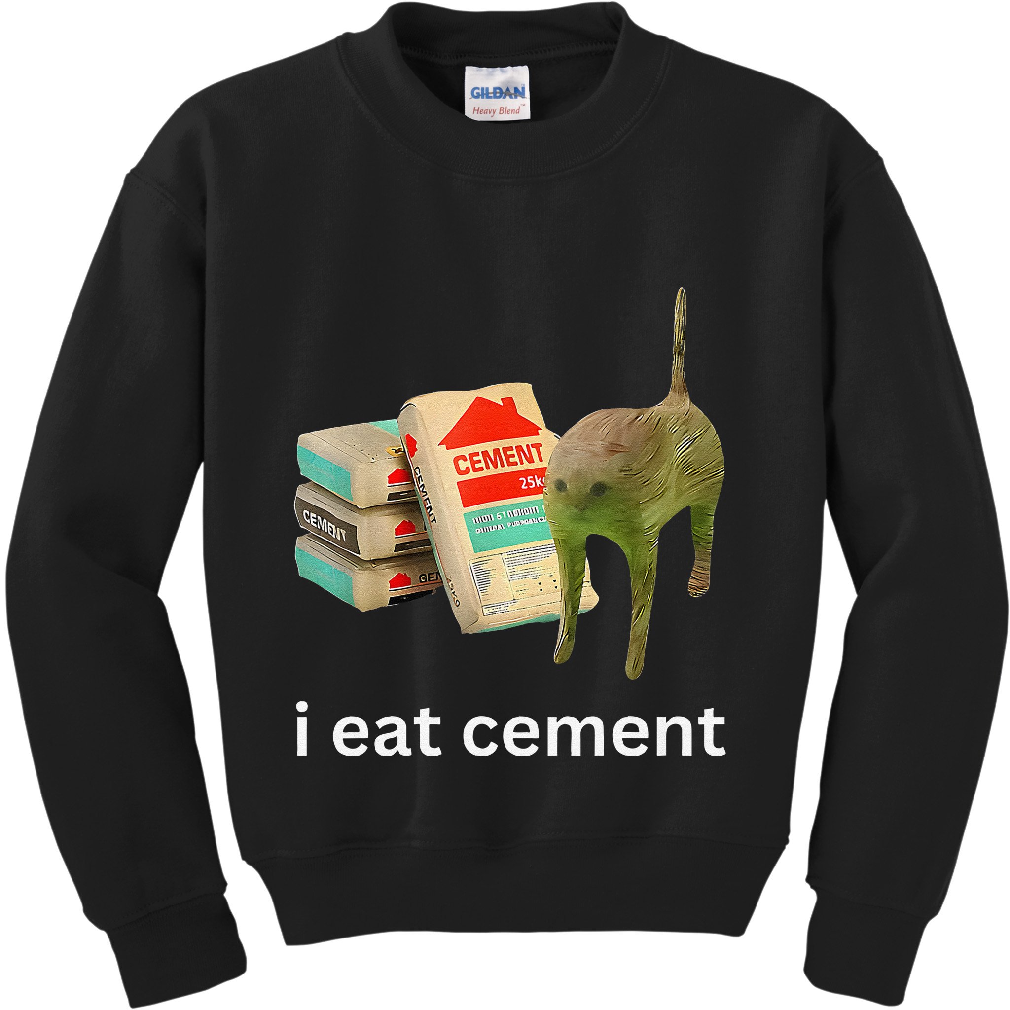 I Eat Funny Cement Cat Cursed Meme Kids Sweatshirt