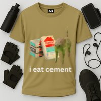 I Eat Funny Cement Cat Cursed Meme Cooling Performance Crew T-Shirt