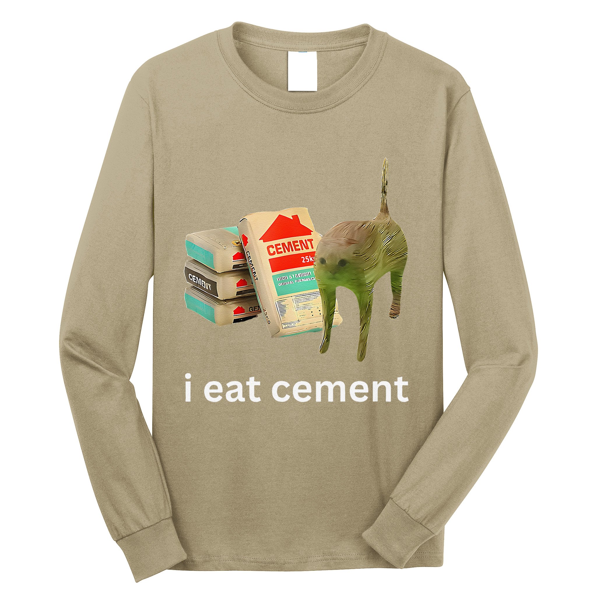 I Eat Funny Cement Cat Cursed Meme Long Sleeve Shirt