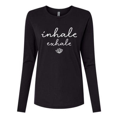 Inhale Exhale Gift Womens Cotton Relaxed Long Sleeve T-Shirt